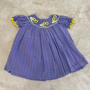 LSU Tigers Smocked Chevron Baby Dress Banana Split Kids Size 9 Months